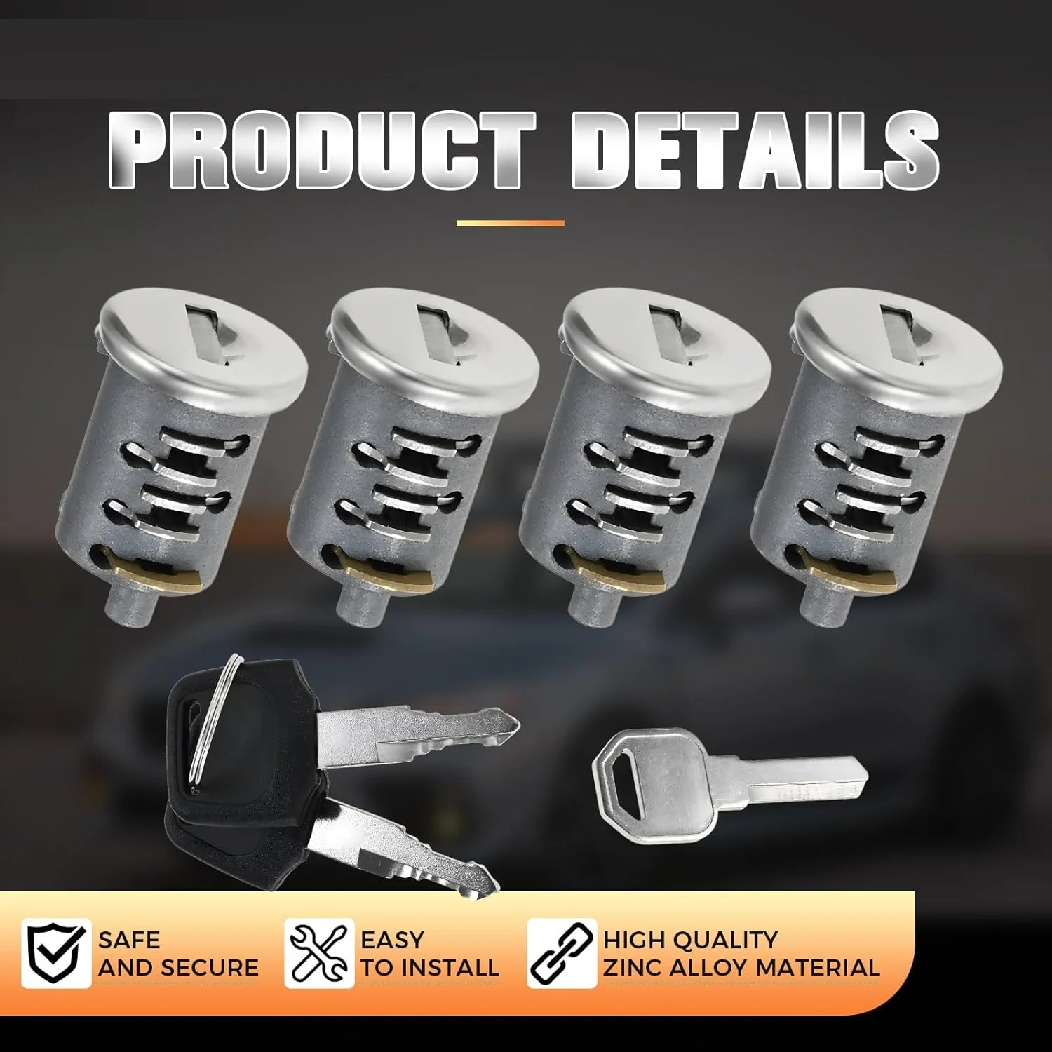Lock Cylinders Kit for Yakima SKS Car Roof Rack System Secure Storage Includes 4 Cylinder Cores, 2 Locking Keys, 1 Control Key