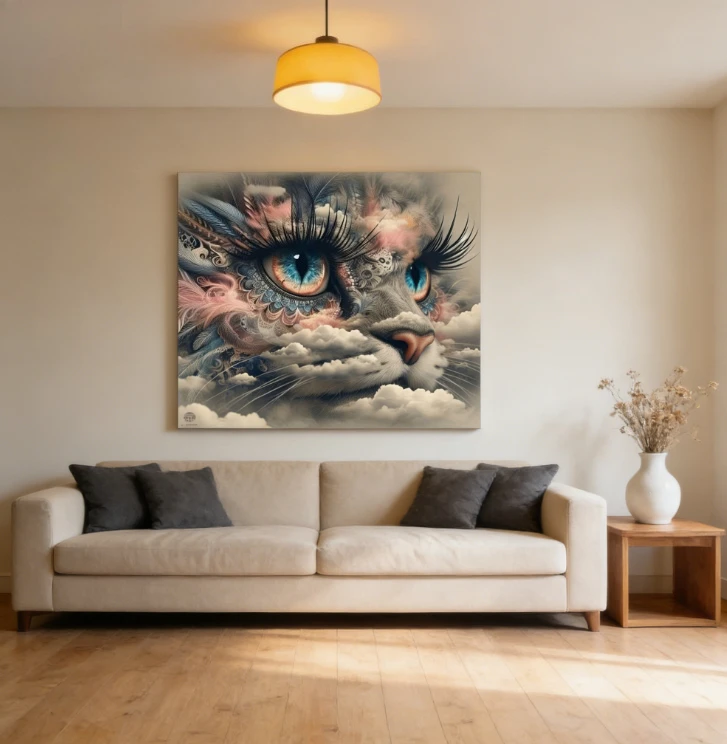 

Cloud Cat Long Eyelashe Animal 1024 PCS Jigsaw Puzzles Challenging Family Activity Games for Gameroom Bedroom Home Decor Gift