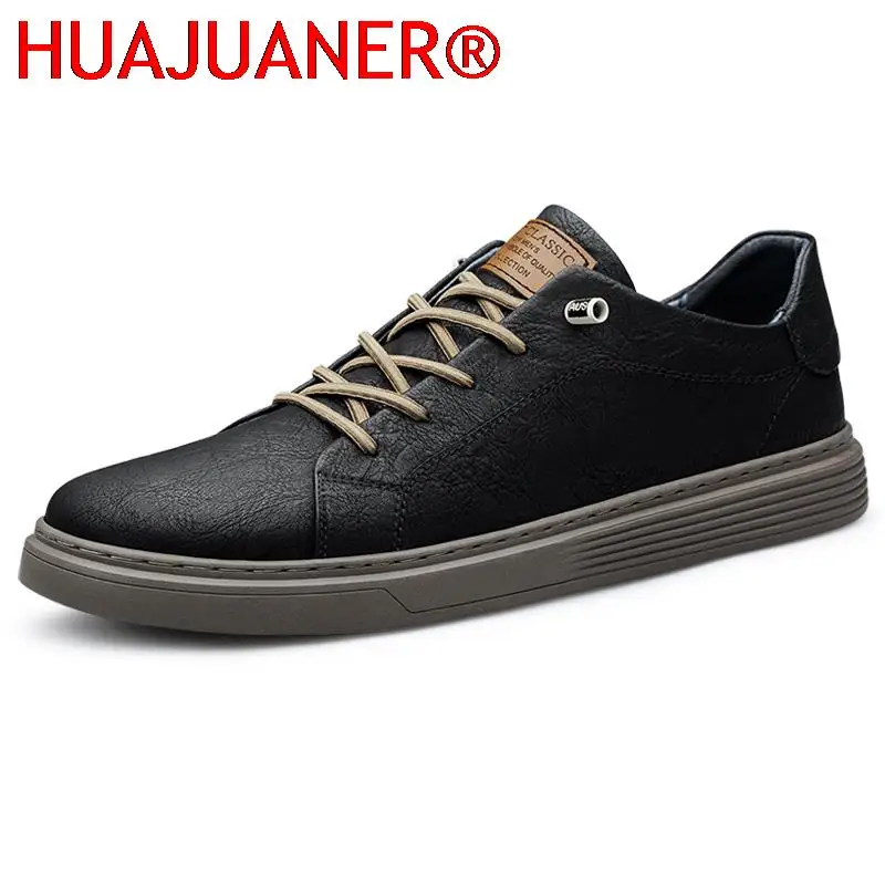 

Fashion Full Grain Genuine Leather Casual Men's Shoes Brand Sneakers Shoe 2023 New Skateboarding All-Match Comfortable Shoes Men