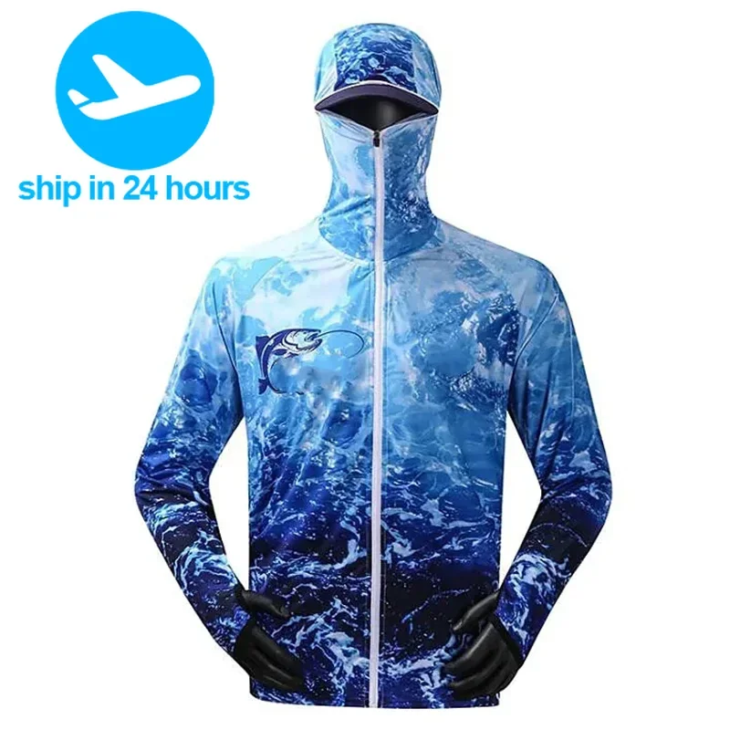 New Men's Anti-UV Comfortable Ventilation Printing Fishing Shirts Sublimation Hoodie Jerseys With Zipper Fishing Clothing