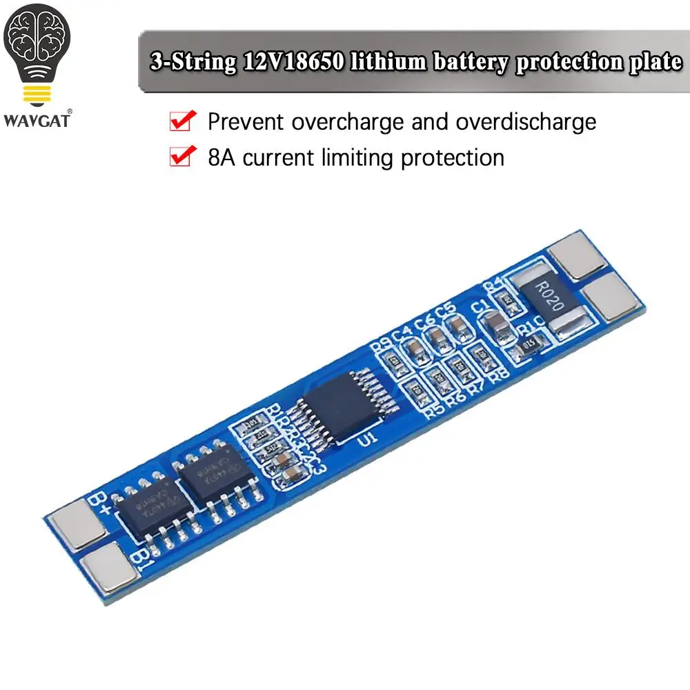 3S 12V 8A Li-ion 18650 Lithium Battery Charger Protection Board 11.1V 12.6V 10A BMS Charger Protection Board