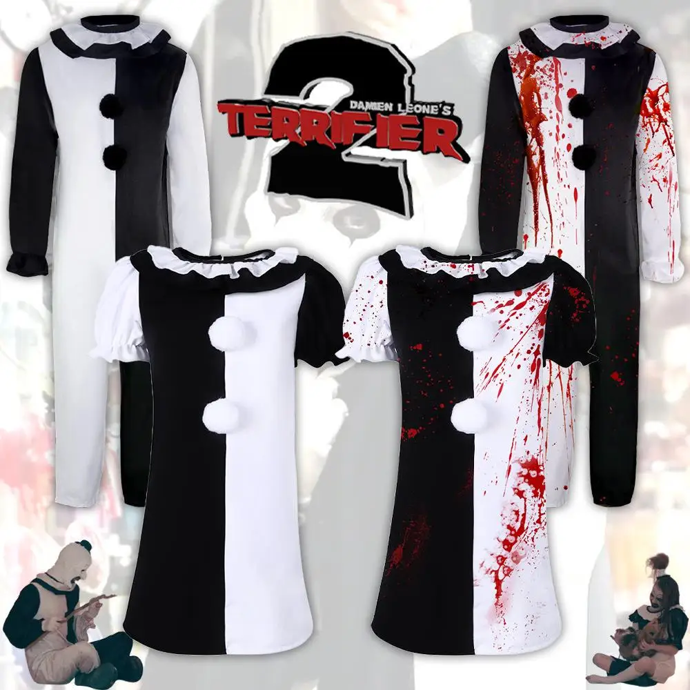 Horror Clown Cosplay Costume Bloodstained Halloween Performance Suit Women's Traditional Chinese Stage Costume Outfit