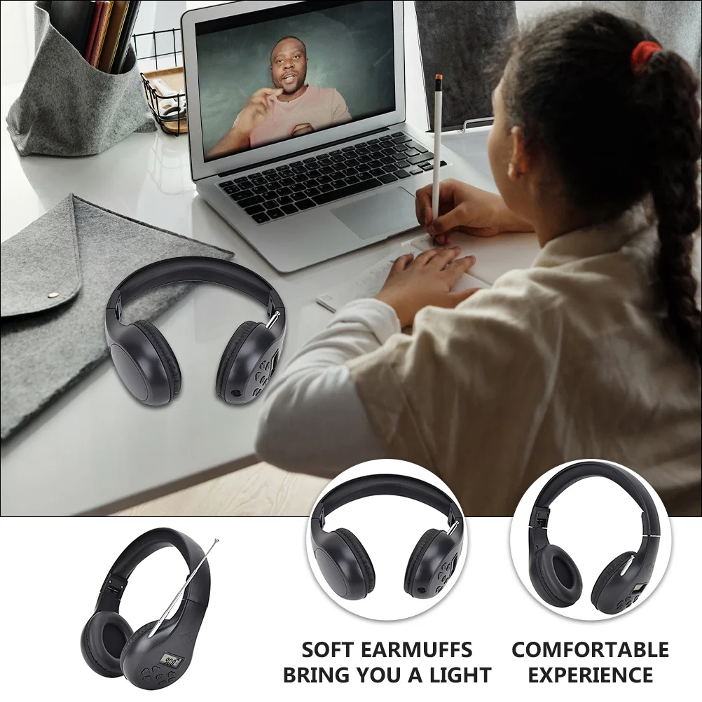 

Headphone Fm Radio Digital Display Wireless Portable For Jogging Walking Mowing Personal Use Ear Muff Adjustable Headband