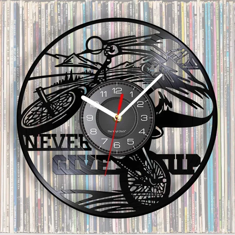 Phonograph Record Vinyl Wall Clock Bicycle Lovers Car Off-road Decoration Clock LED Remote Control Home Sports Wall Clock Light