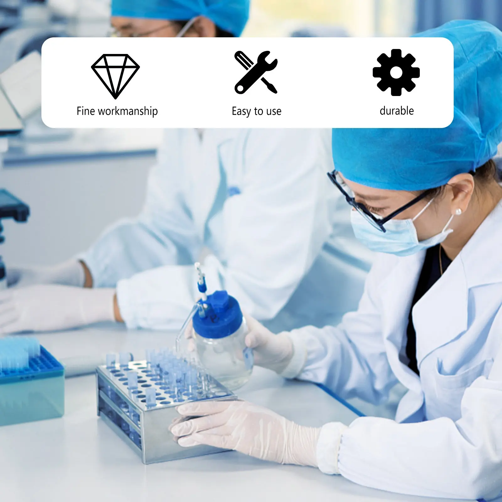 Detachable 50-Slot Plastic Test Tube Stand for Research Testing Centrifuge Tubes Heavy Duty Portable Space Saving