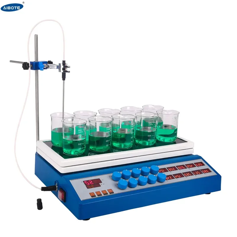 Factory Direct 10-Position Magnetic Hotplate Stirrer Brushless DC Motor for Chemical Laboratory
