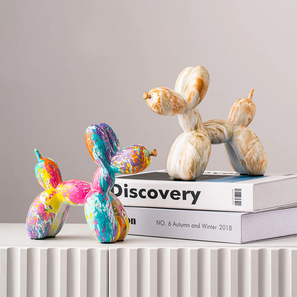 Art Graffiti Colorful Balloons Dog Sculpture Resin Statue Nordic Living Room Desk Ornament Figurines kids Gift Home Decoration