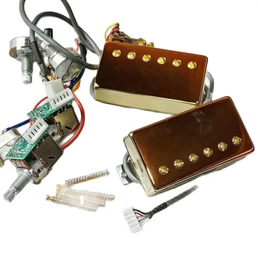 Guitar Pickups Alnico V Humbucker Pickup 498R 498T Set Golden Cover with Pro Wiring Harness Quick Connectors image 3