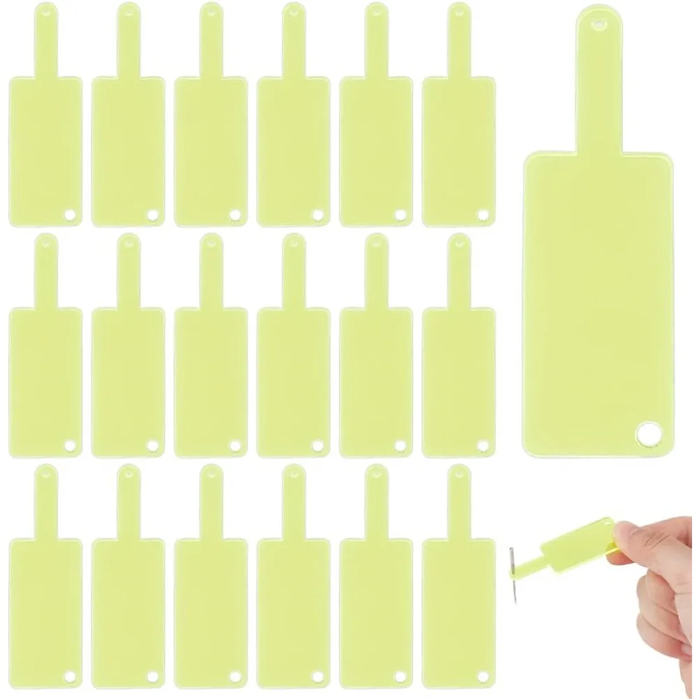 20Pcs Acrylic Needle Insert Tool Embroidery Machine Needle Changing Tool Pale Green 59.5x18.5x2.5mm Hole: 3mm and 0.8mm