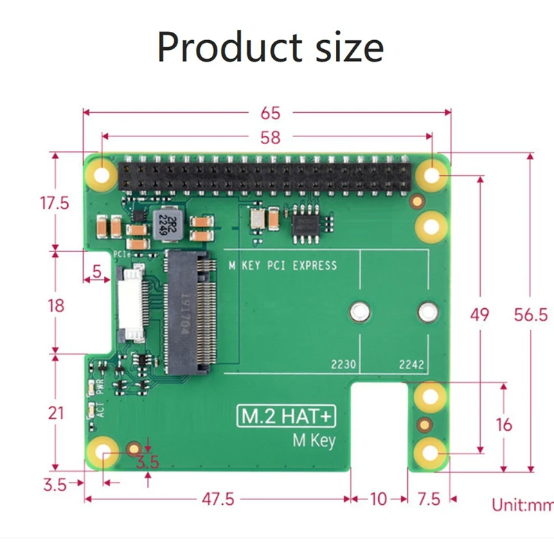 Módulo Placa de Expansão para Raspberry Pi, 5 Pcle para M.2 Nvme, SSD, SSD, M.2 HAT