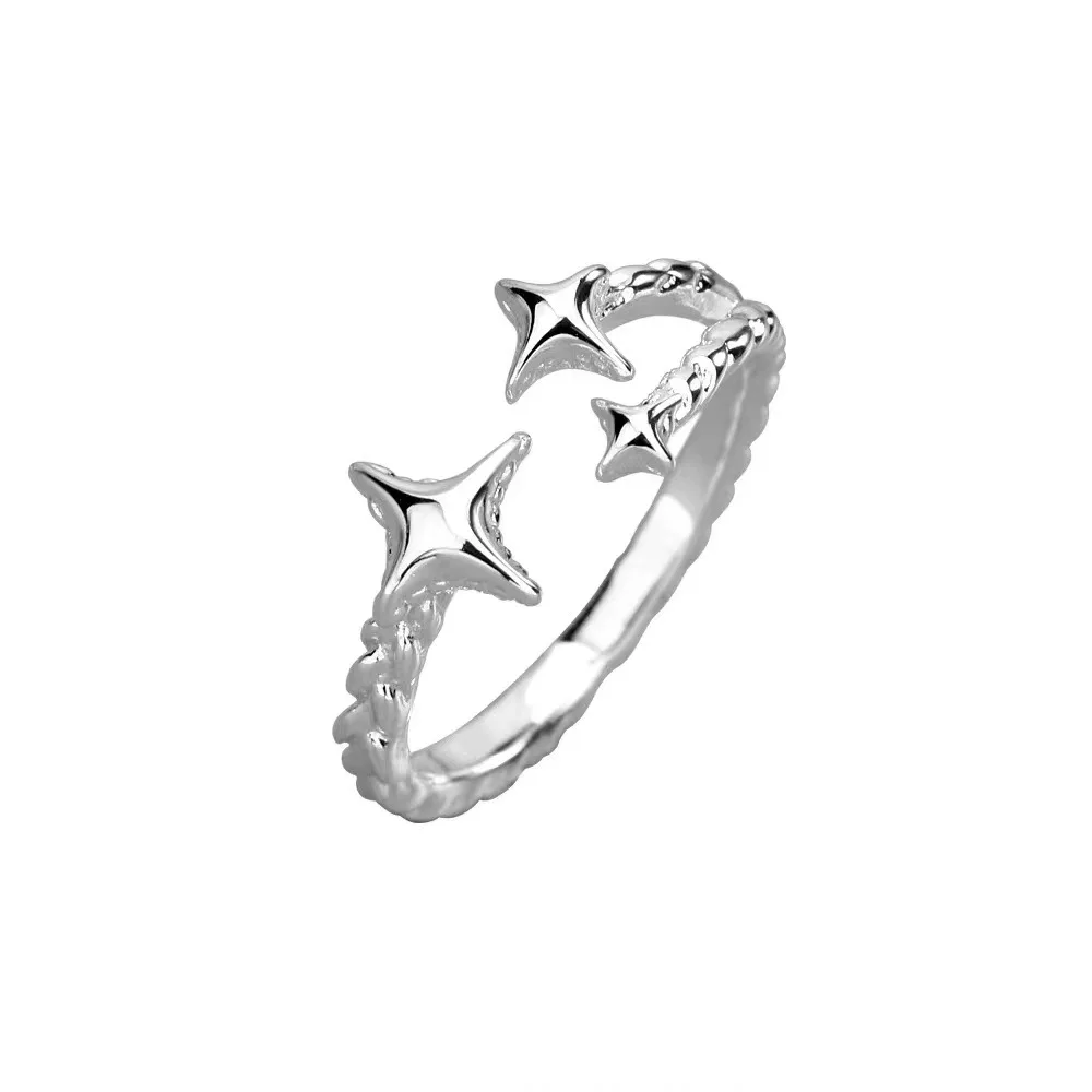 Women's 925 Sterling Silver Cross Lines Geometric Ring