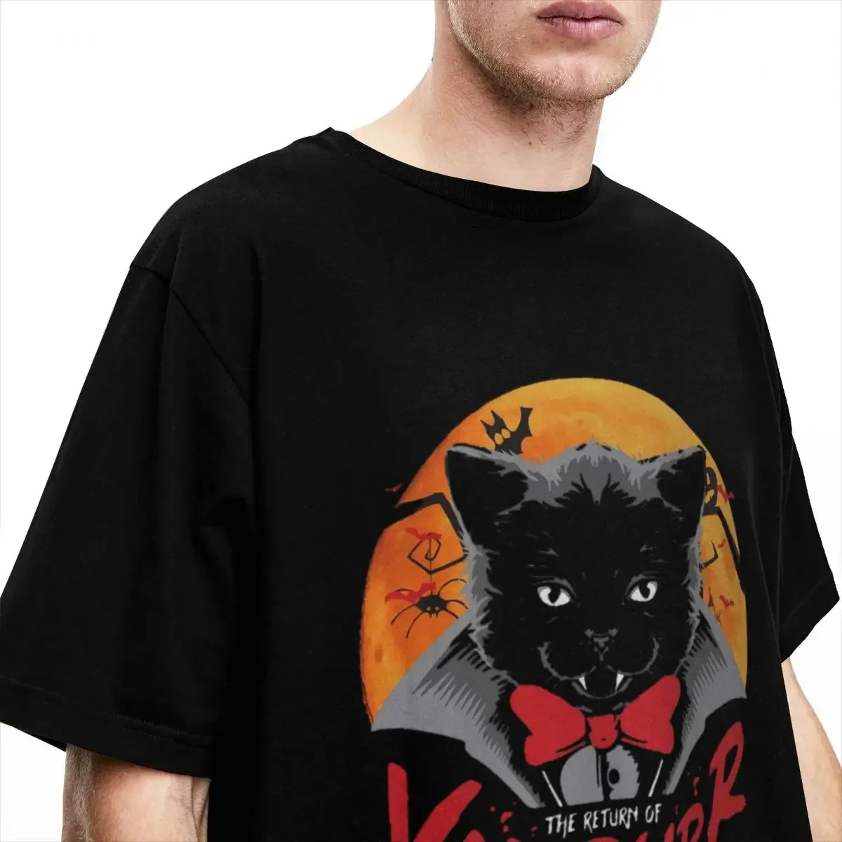 Casual The Return Of Vampurr T-Shirt Men Women's Crewneck Pure Cotton Halloween Funny Cat Short Sleeve Tee Shirt Graphic Clothes