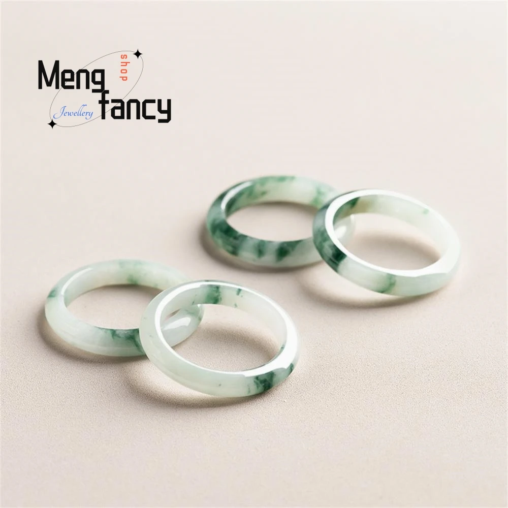 

Natural Myanmar A-goods Jadeite Floating Flower Ring Couples Glutinous Seed Jade Fashion Jewelry Exquisite Luxury Holiday Gifts