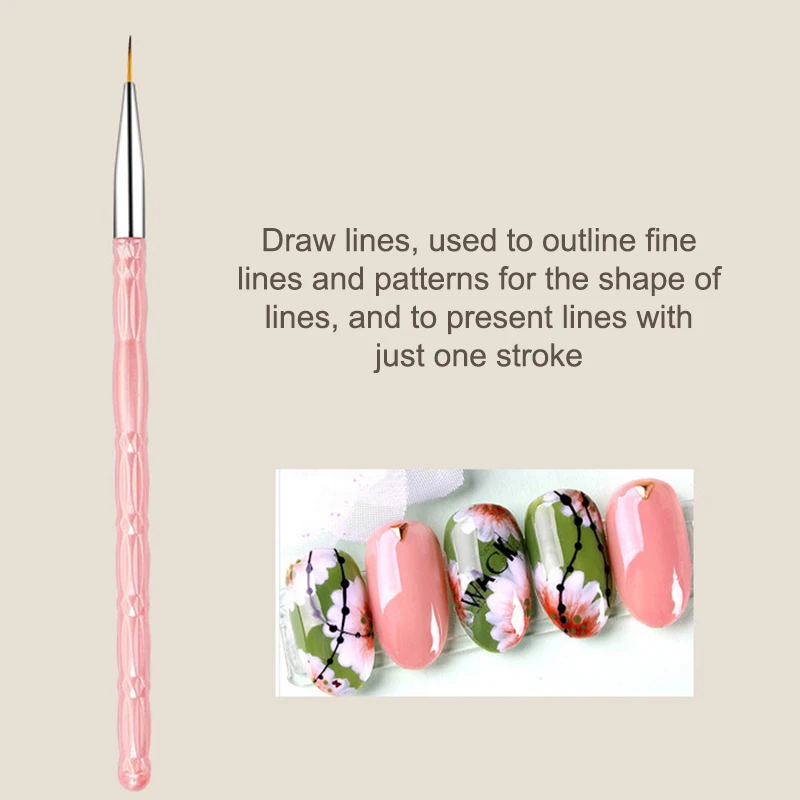 3Pcs 7/9/11mm Nail Brush Acrylic French Stripe Line Painting Drawing Flower Pen Gel UV Polish Manicure Tools