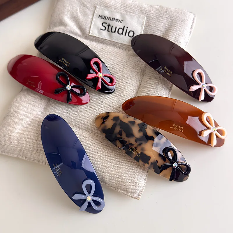 

Korean Large Acetic Acid Spring Clip Women Barrettes Headwear Hair Clips Sweet Bow Hairpins Hairgrip Hair Accessories Headdress