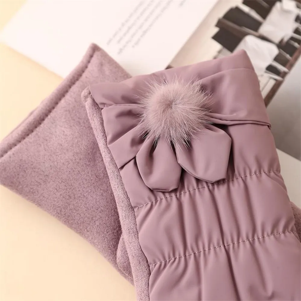 Winter Thickened Touchscreen Gloves Down Cotton Warm Cycling Gloves Anti-Cold Windproof Women Gloves Korean Style