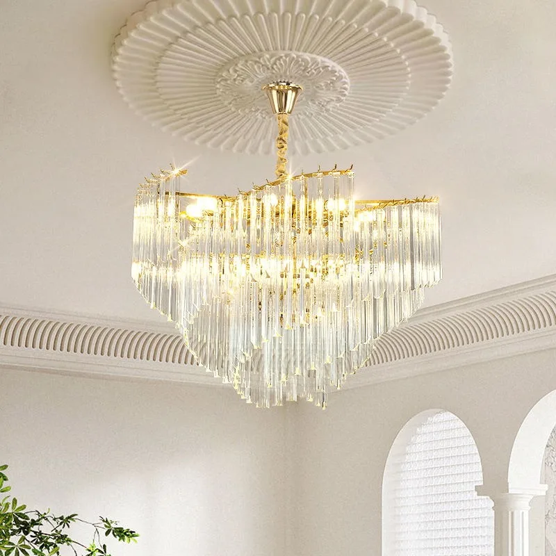 Postmodern crystal chandelier Hong Kong style creative atmosphere villa living room spiral luxury atmosphere modern advanced