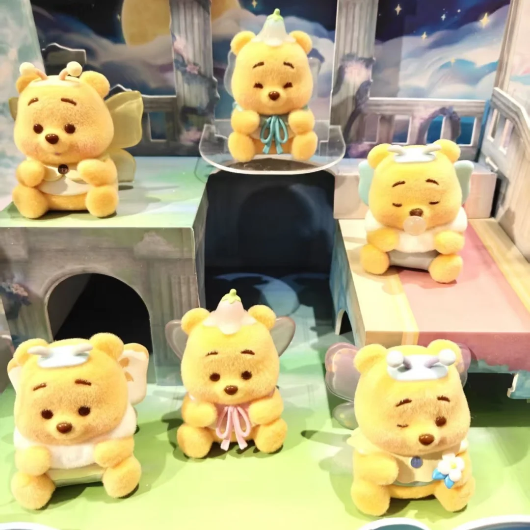 Autêntico disney winnie the pooh borboleta puff série caixa cega boneca colecionável brinquedo na moda presente para meninas caixa surpresa