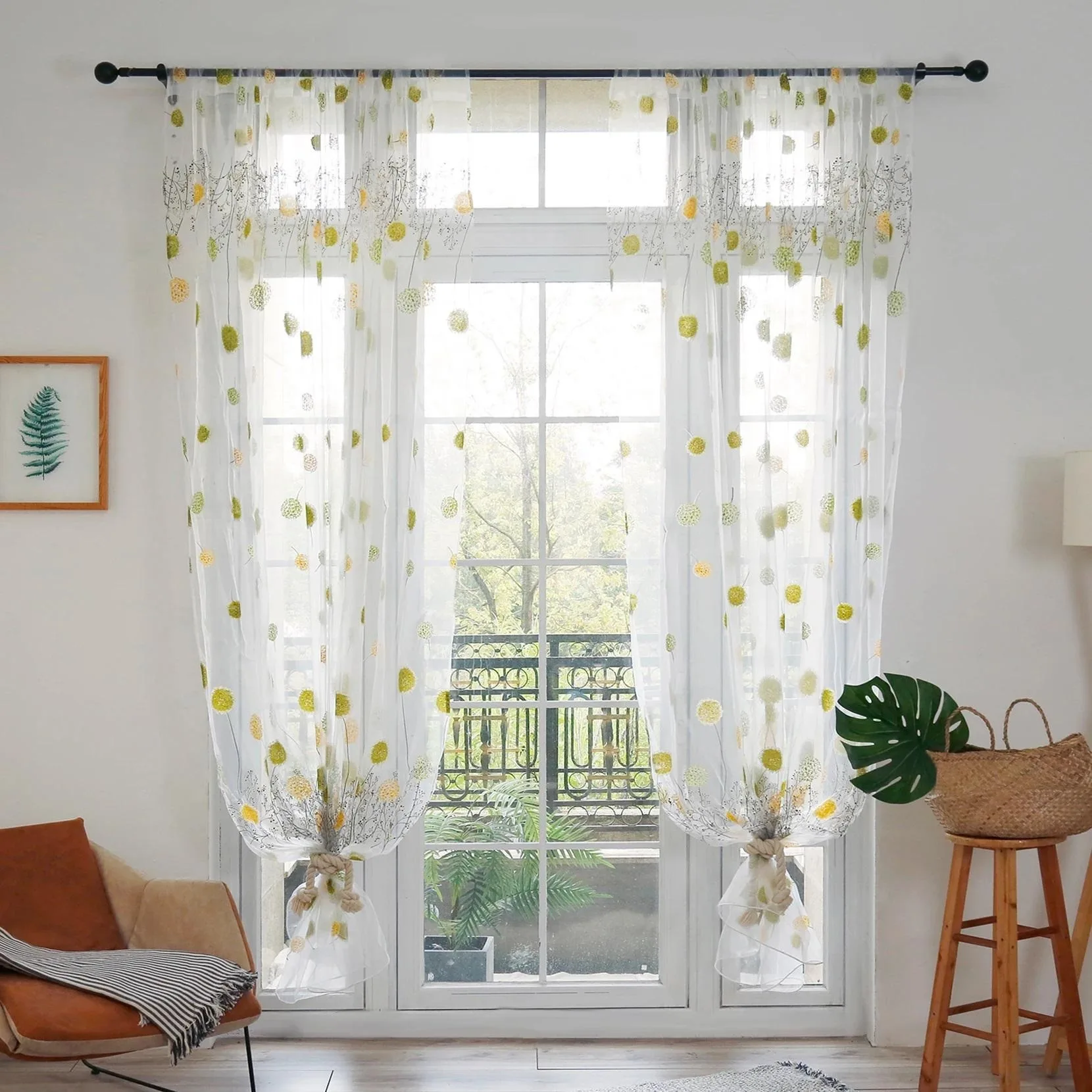 Tulle for Living Room on The Window Curtain Kitchen Bedroom Filament Modern Short Screen Sheer-Curtains Blinds Drapes Dandelion