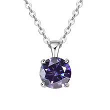 Classic Yellow Gold Cubic Zirconia Pendant 18K Silver Plated - Silver Violet