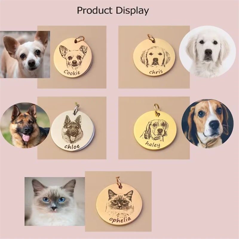 Personalized Engraving Stainless Steel Customize Your Pet Photo Necklace Dog Keychain Birthday Gift Souvenir Memory Cat Keychain