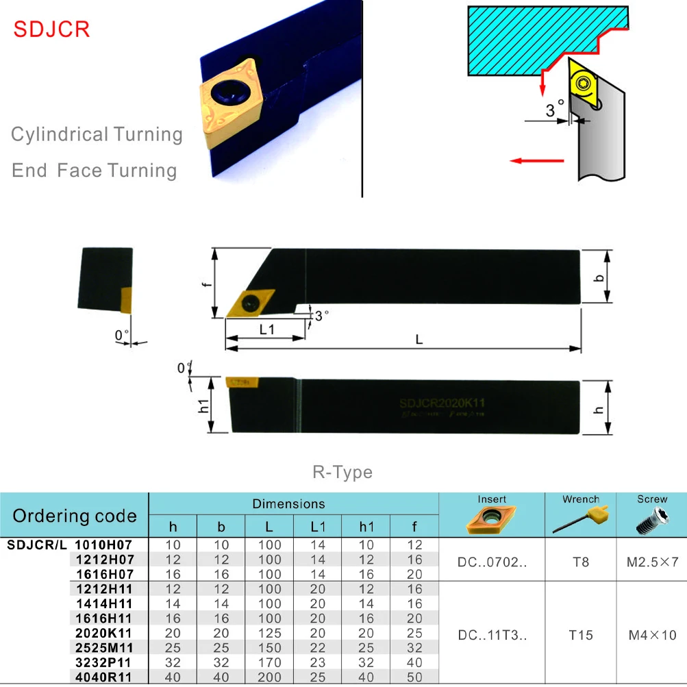 MZG SDJCR SDJCR1010H07 SDJCR1212H07 SDJCR1212H11 SDJCR1616H07 SDJCR2020K11 SDJCR2525 External Turning Tool Holder DCMT Insert