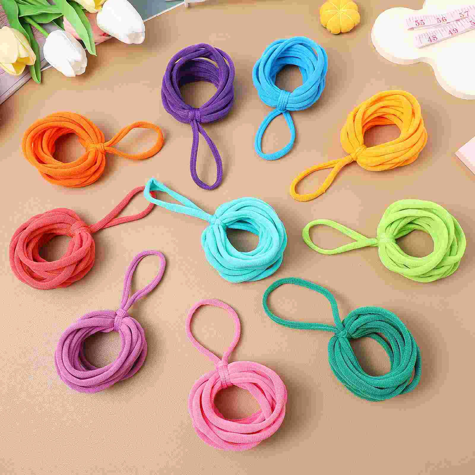 192 Pcs Elastic Braided Rope Weaving Loops DIY Supplies Refill Black Frames Bracelet Acrylic Potholder Child Loom for Kids