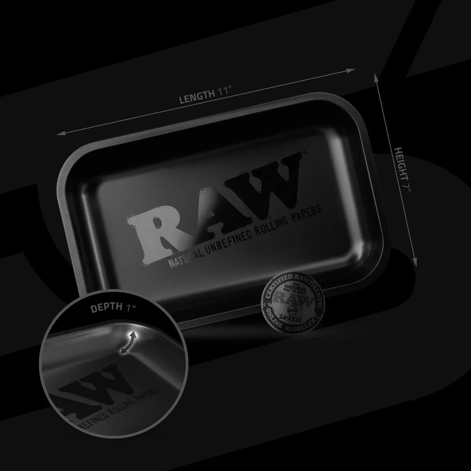 RAW Matte Black Murder\'d Cigarette Rolling Tray |