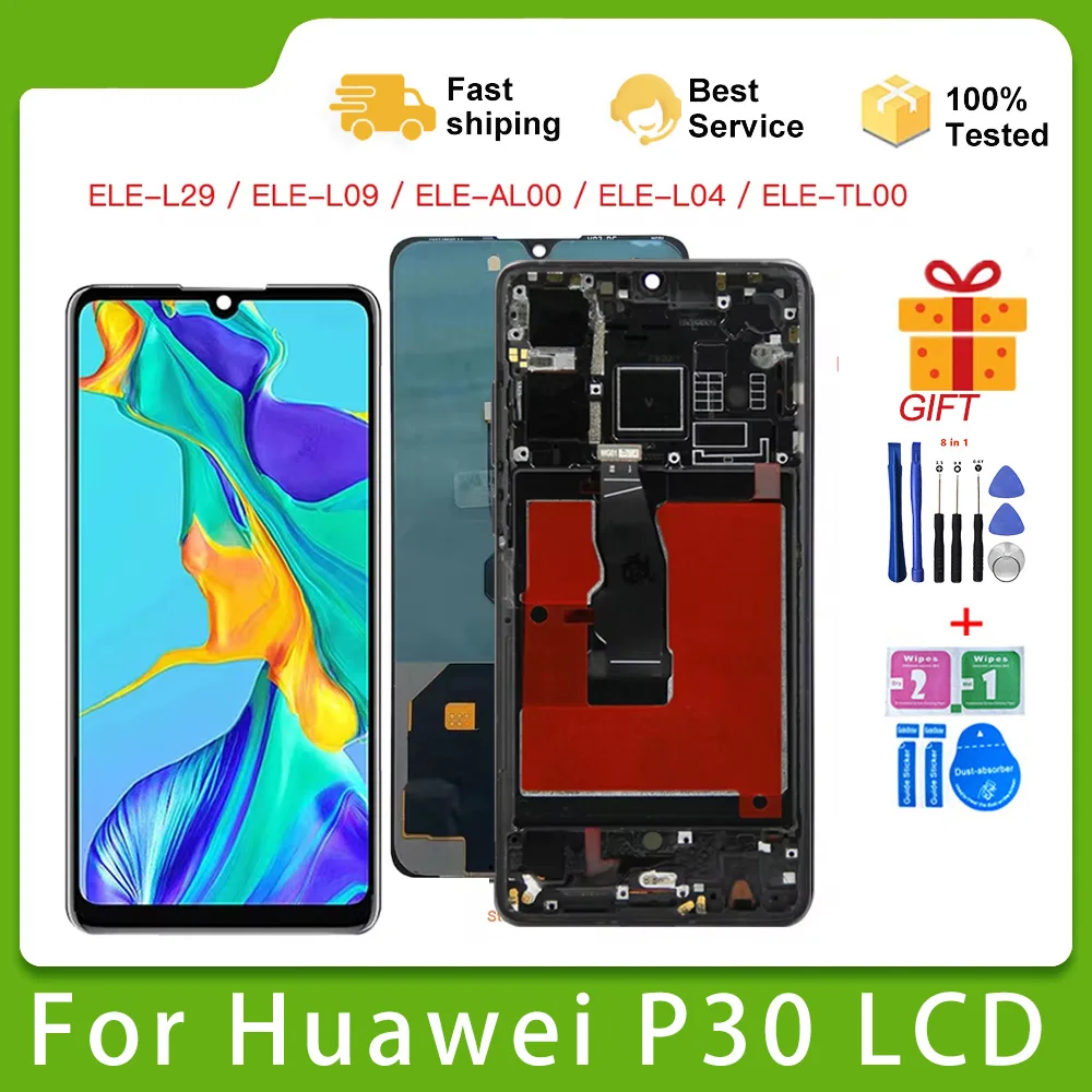 Original Display For Huawei P30 ELE-L29 LCD Display Touch Screen Digitizer Assembly with Frame LCD For Huawei P 30 Screen 6.1\