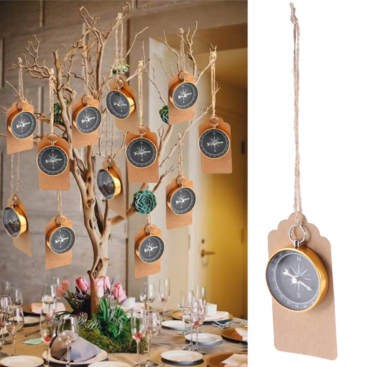 10Pcs Portable Compass Pendant Sturdy Mini Pocket Compass for Wedding Party Favors Decorative Keychain Bag Accessory Gift