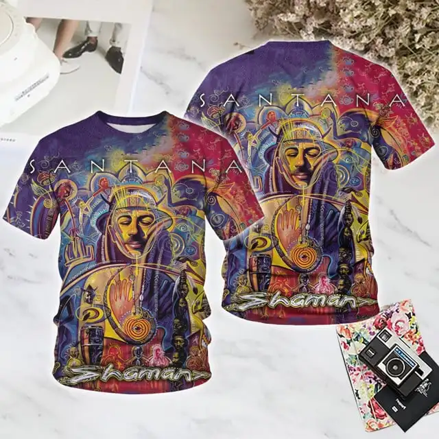 جديد سانتانا روك 2025 جولة ثلاثية الأبعاد تي شيرت مطبوع موضة الرجال النساء الهيب هوب الاتجاه قصيرة الأكمام تيز الصيف المتضخم للجنسين الشارع الشهير #6