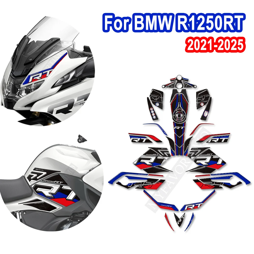 2021 - 2025 Motorcycle Trunk Luggage Cases Tank Pad Protector Fairing Fender Stickers Decals Kit For BMW R1250RT R 1250 RT R1250