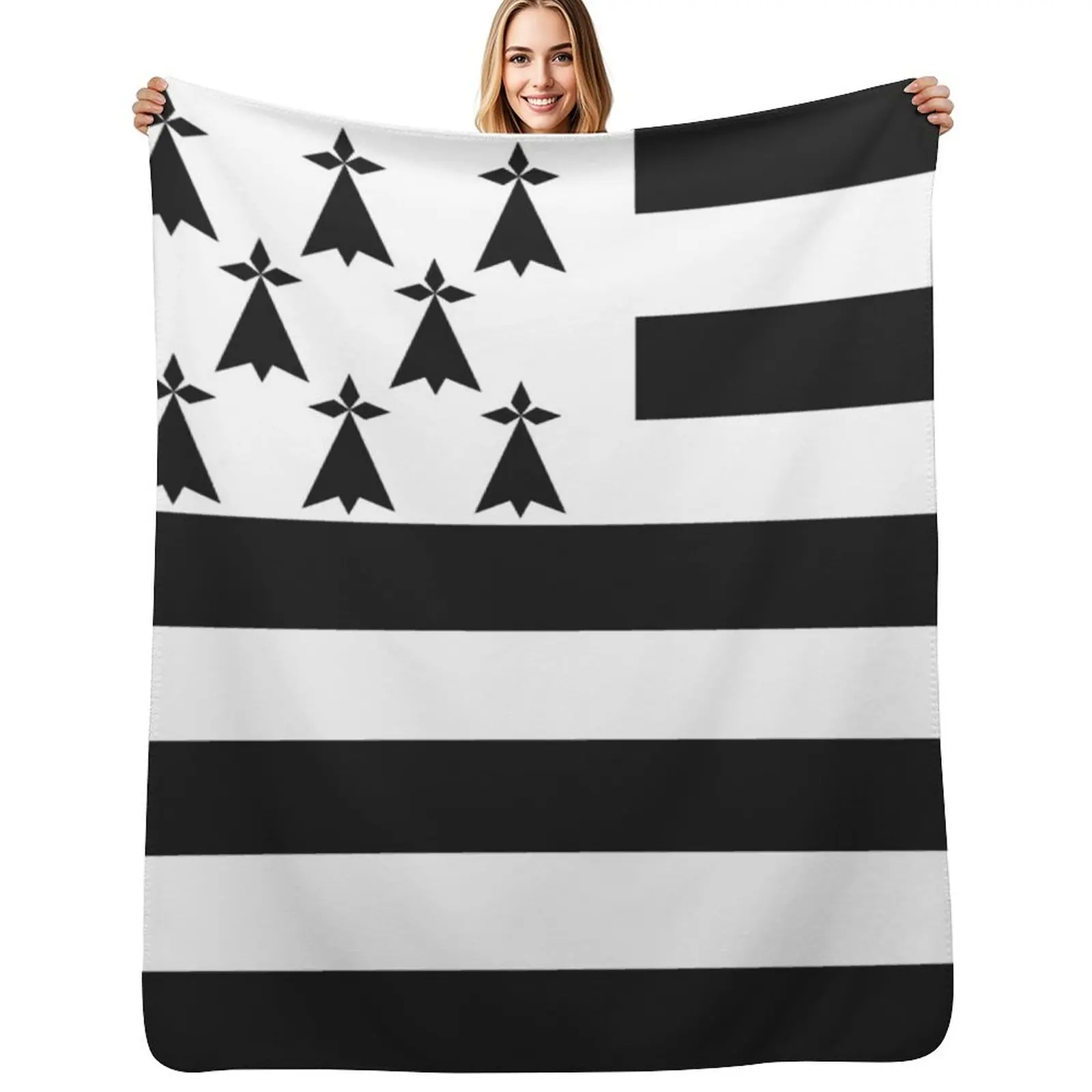 

Flag of Brittany Drapeau Breton Gwenn-ha-du Ermine black and White HD HIGH QUALITY ONLINE STORE Throw Blanket Heavy Blanket