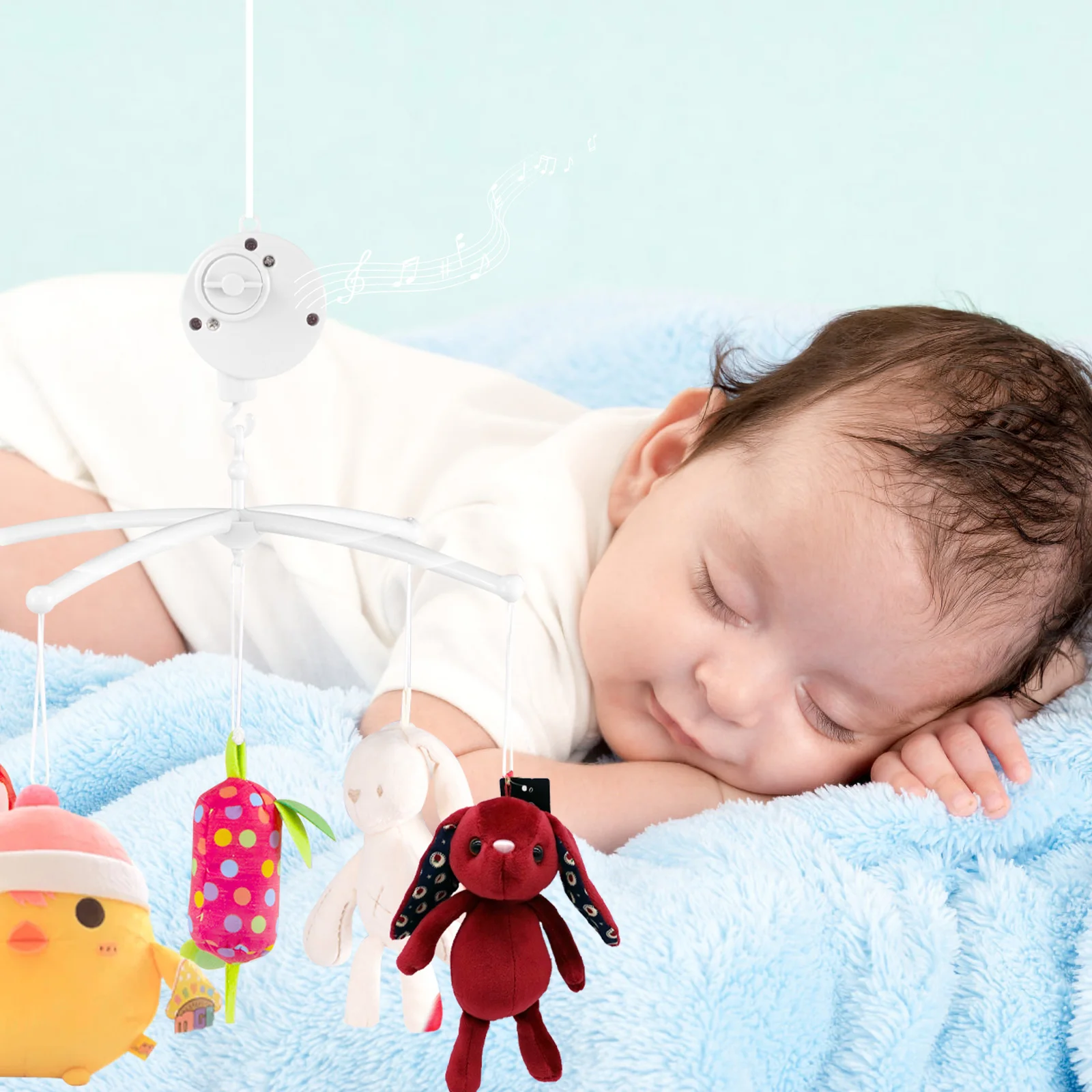 1pc Baby Mobile Krippe Bett Spielzeug Kolben Haken Wicklung Musik Box Bewegung Baby Glocke Musik Box (Weiß)