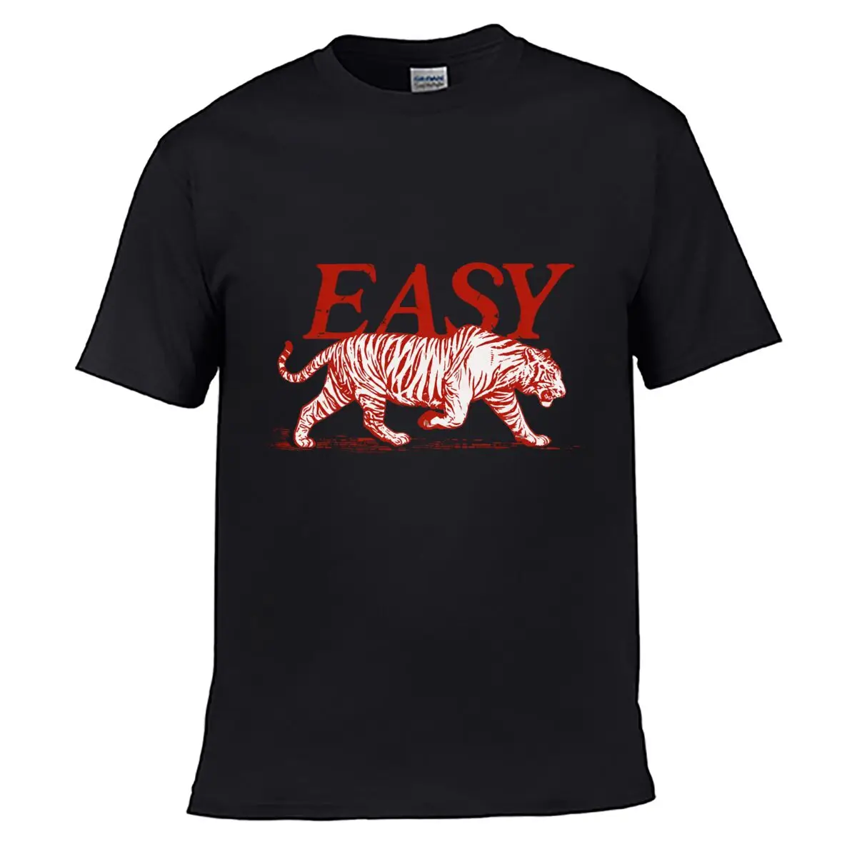 Easy Walking Tiger Vintage Red Typography Graphic short-sleeved T-shirt