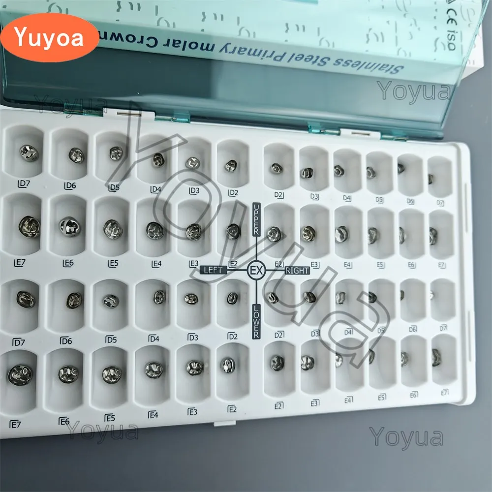 

48PCS Dental Kids Crown Primary Molar Teeth Crown Stainless Steel Preformed Temporary Crown Orthodontic Deciduous Baby Crown