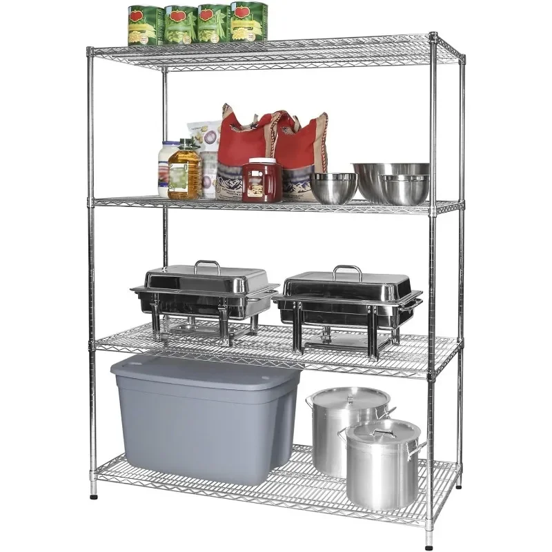 4 Tier Chrome Wire Shelving Kit | NSF Commercial Storage Rack Unit Made for Commercial, Retail and Industrial Dry Storage