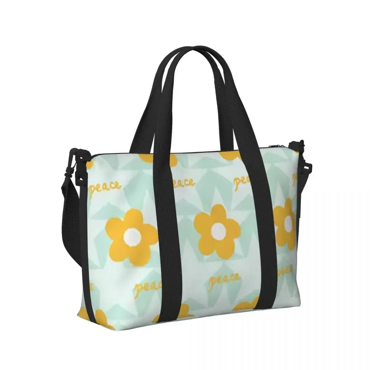 Yellow Flower Beach Travel Bag Large Capacity Tote Bags for Gym Sport Women Shopping Duffle Shoulder Bag