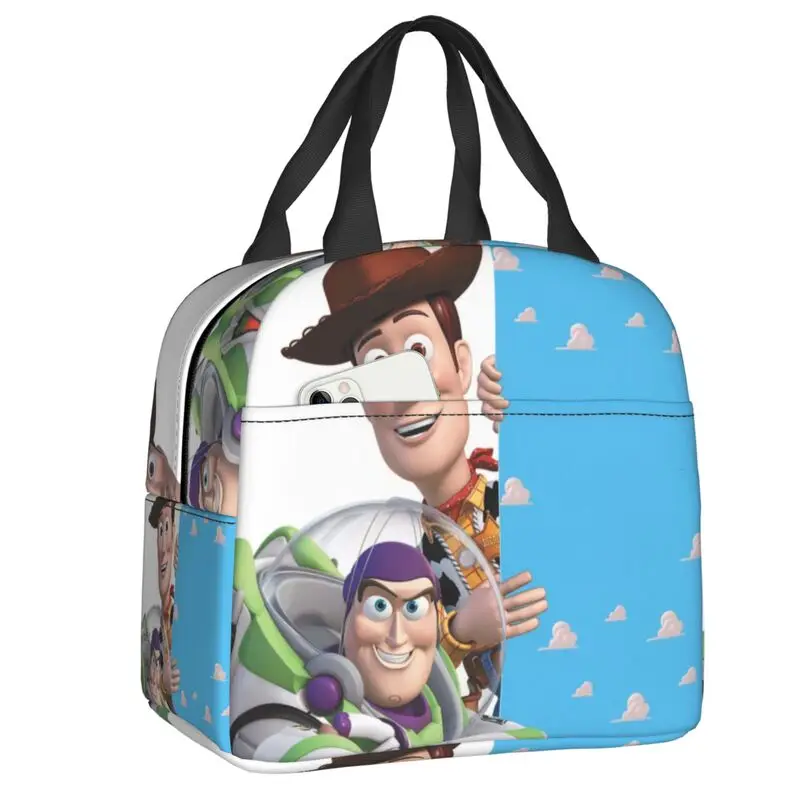 Toy Story Woody And Buzz Lunch Bag Women Portable Cooler Thermal Insulated Lunch Box for Outdoor Picnic Storage Food Bento Box