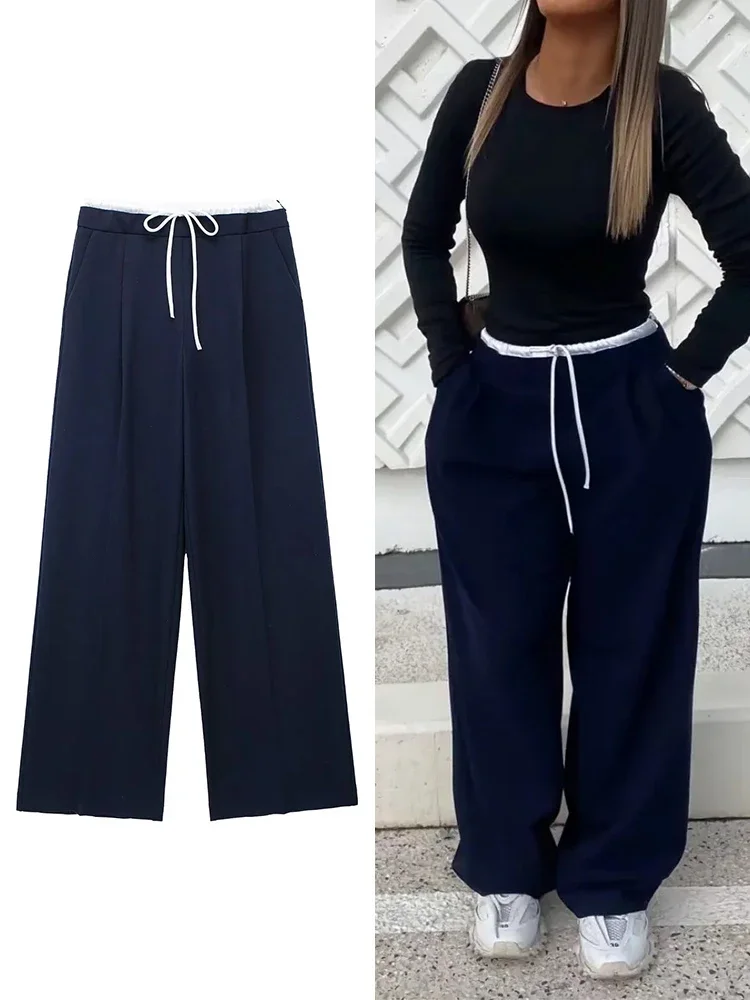 

Women's Casual Everyday Pants Simple & Comfortable Black, Khaki, Navy Blue Drawstring Pants