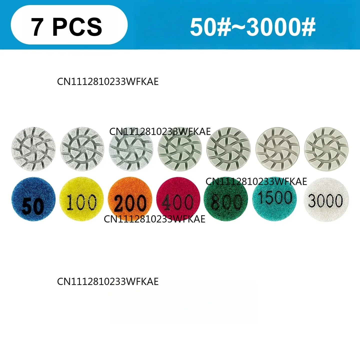 7PCS 1inch 25mm Mini Diamond Polishing Pad Set Grit 50#-3000# Sanding Grinding Discs with 2.35/3mm Shank Hook & Loop Backing Pad