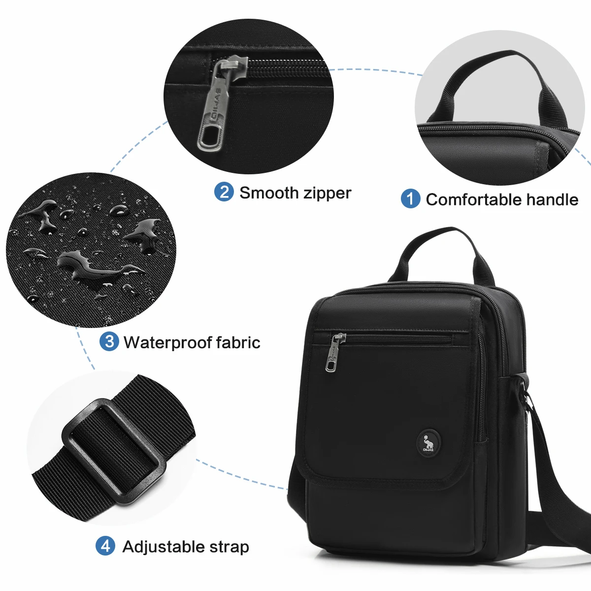 OIWAS-Bolso de hombro para hombre, bandolera de gran capacidad, portátil, multicapa