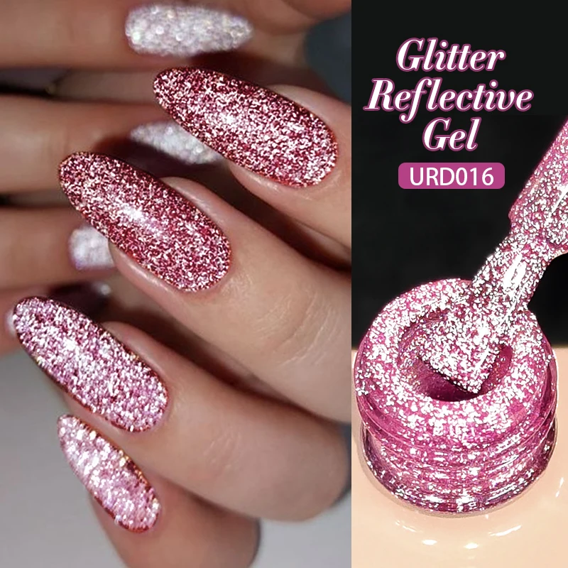 UR السكر 15 مللي الوردي بريق الفلورسنت عاكس جيل للأظافر البولندية تأثير فلاش النيون شبه دائم UV LED هلام مسمار الفن مانيكير #2