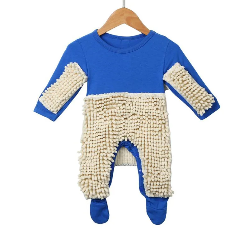 

2021 New Baby Mop Romper Outfit Unisex Bebe Boy Girl Polishes Floors Cleaning Mop Suit Baby Crawls Toddler Swob Jumpsuit