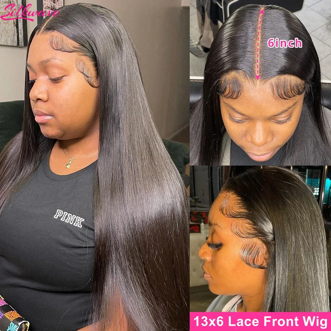 13x4 13x6 Hd Bone Straight Transparent Lace Front Wig Human Hair 40 Inch Pre Plucked Lace Front Wigs 200 Density Human Hair Wigs image 3