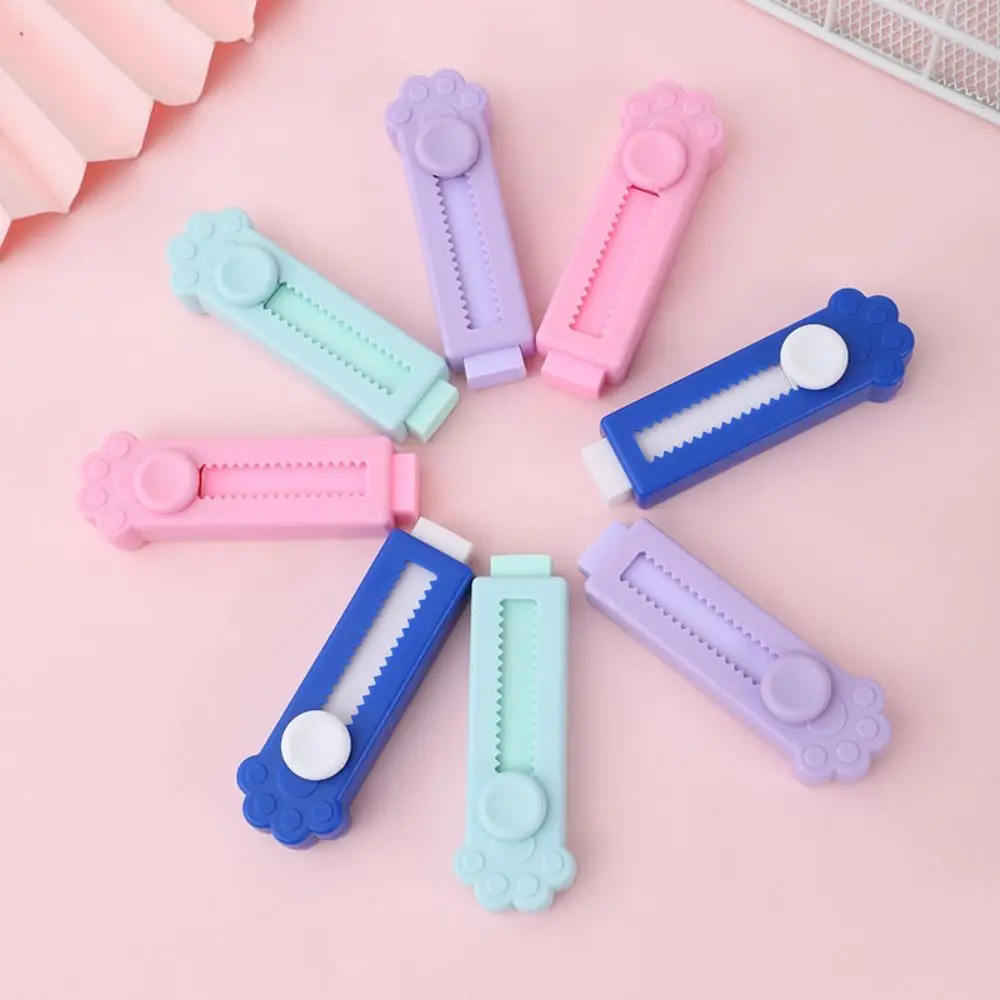 School Supplies Cute Cat Paw Eraser Simple Creativity Push-pull Eraser Wipe Clean Anti-loss Pencil Rubber Children