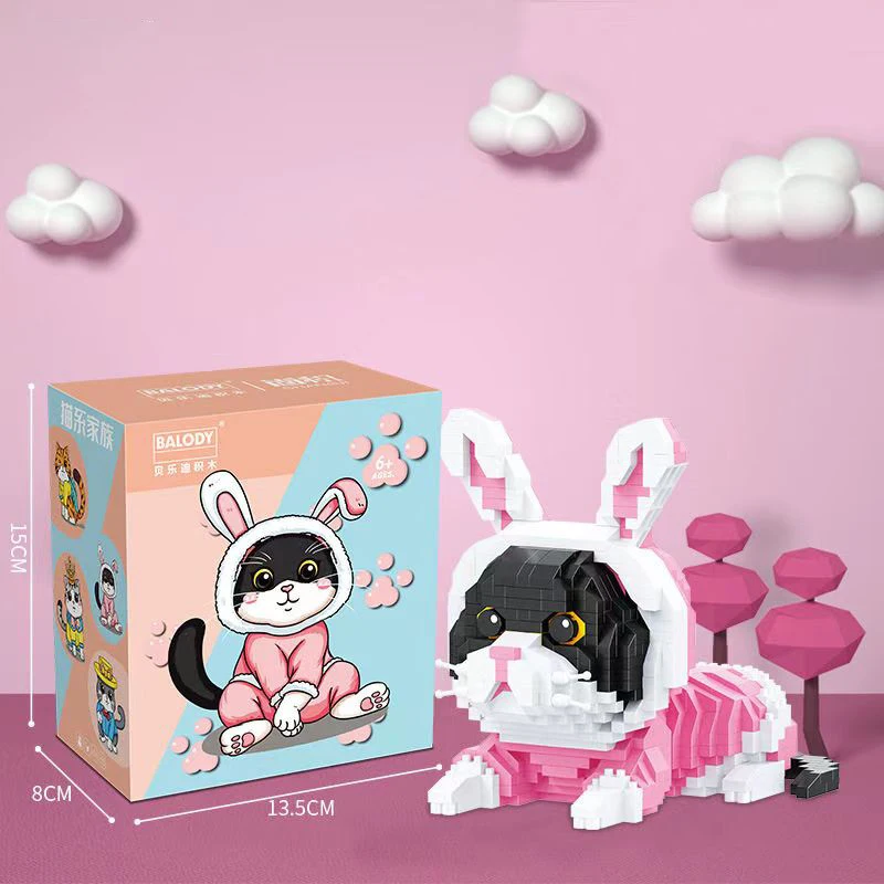 Leuke Cartoon Kat Bouwstenen Diamant Bakstenen Vermomd Kat Model Educatief Speelgoed Kinderen Meisje Geschenken