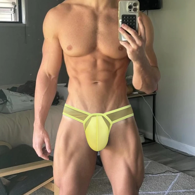 Slip da uomo Intimo Sexy Trasparente Quick Dry Bikini Mutande Traspirante Morbido Basso Wasit U Convesso Mutandine da uomo Sissy Cueca