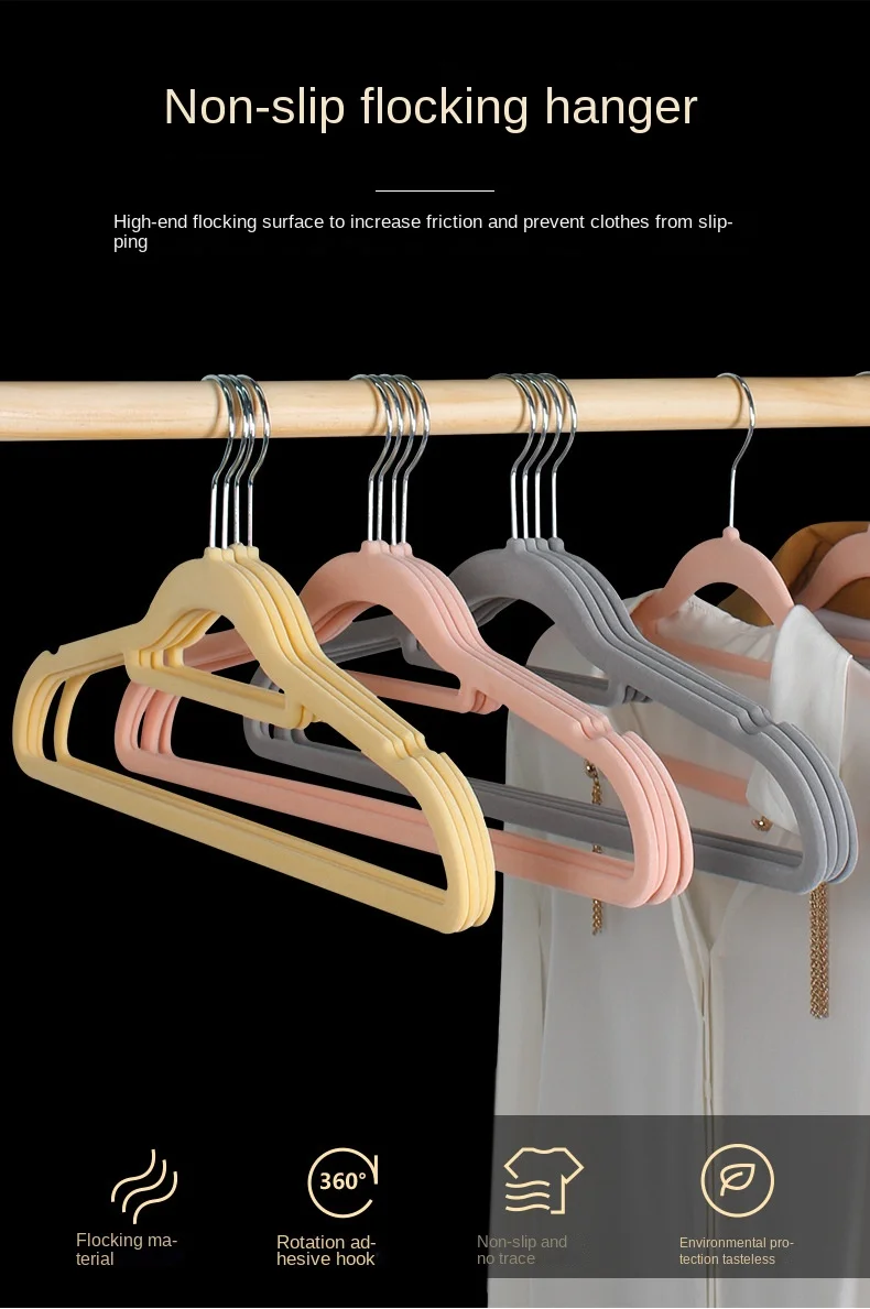 

Hangersspecial clothes support householdorganizers wardrobe storage nonslip hangers light-transmitting seamless flocking hangers