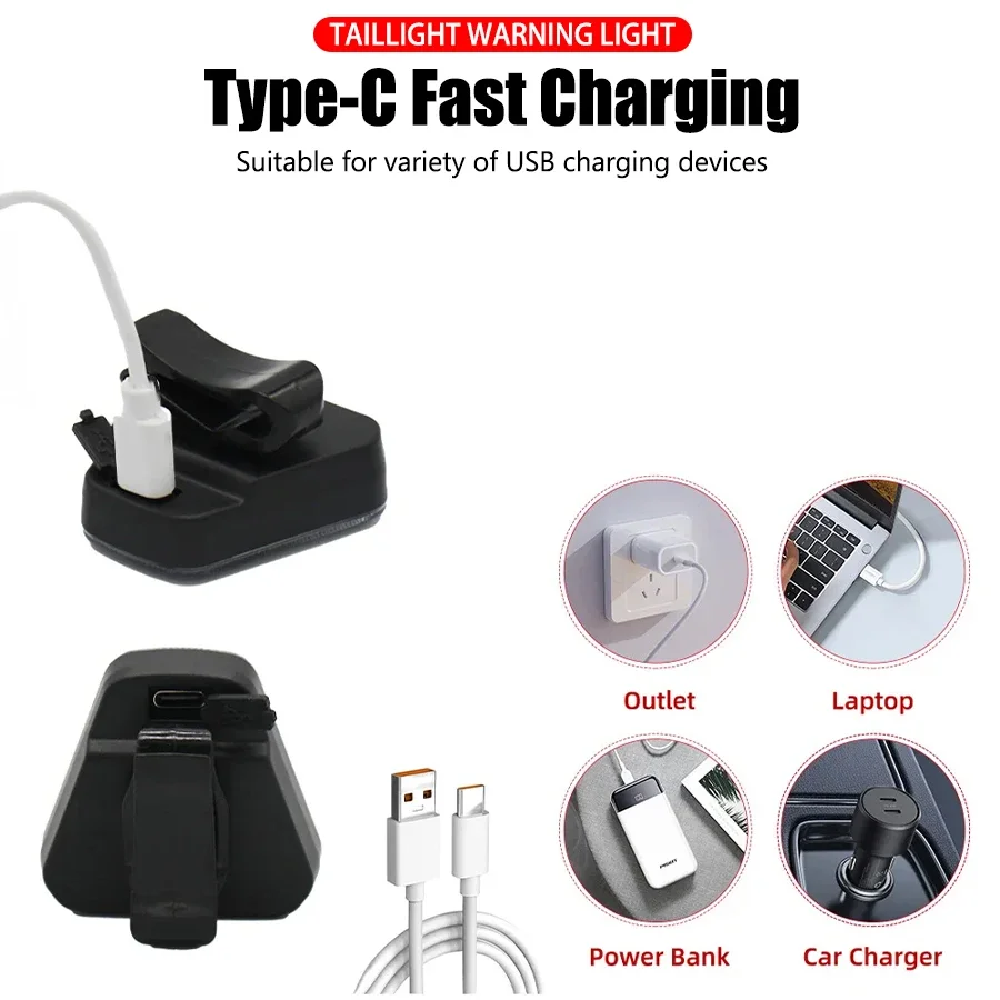 Ultralight Bike Warning Rear Light Rechargeable 5 Lighting Modes MTB Cycling Tail Light Night Riding Safety Warning Taillights